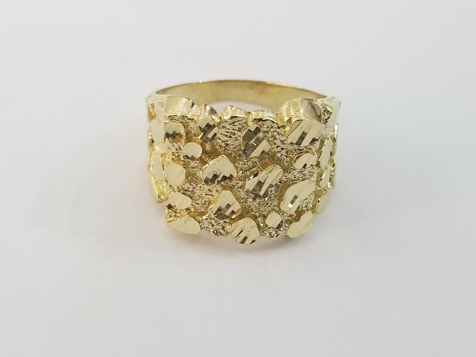 10K SOLID Yellow Gold Nugget Casual Ring Band Fancy Men Women Sizeable Real - GoldenlinQ